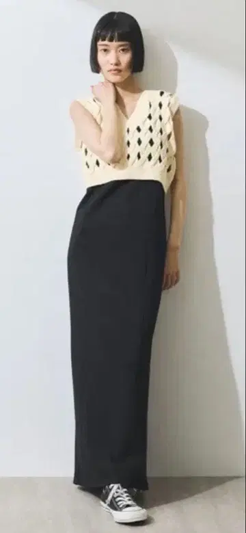 ADAM ET ROPE 패턴 니트 베스트 콤비 원피스