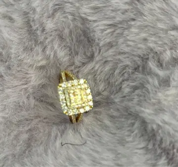 골드 스퀘어형 반지 다이아몬드풍