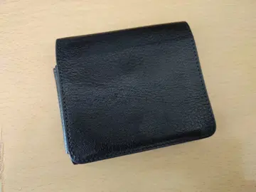 fabrizio 2단 컴팩트 천연 가죽 지갑 블랙 남성/여성