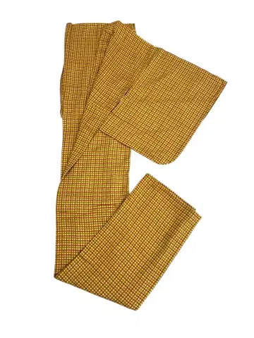 머스타드색 체크 무늬 코몬