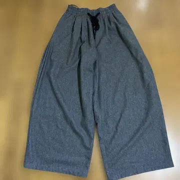 그레이 와이드 팬츠 울 혼방