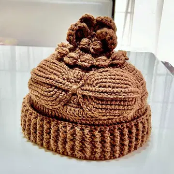 토우 모자 브라운 차광기 토우 니트 모자