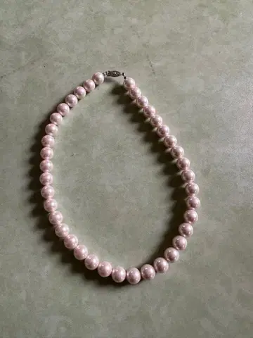 핑크 펄 목걸이 실버 클로징