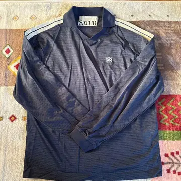 SATUR 네이비 긴팔 피케 셔츠