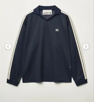 SATUR 네이비 긴팔 피케 셔츠