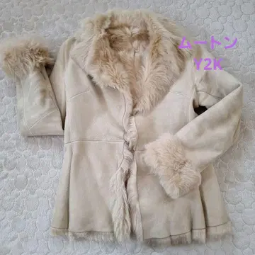 리얼 퍼 무스탕 코트 헤이세이 레트로 한국 Y2K