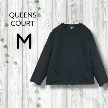 퀸즈 코트 노카라 자켓 겉옷 칠부 소매 부드러운 블랙