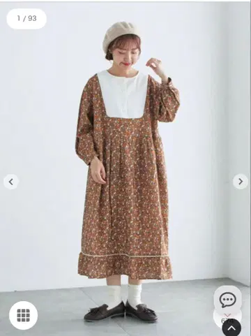 [WEB 한정판] 가슴 배색 꽃무늬 원피스