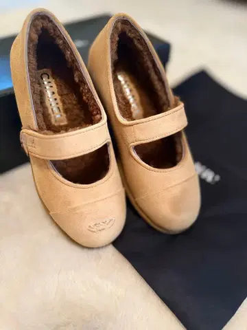 베이지 스웨이드 마리 제인 신발