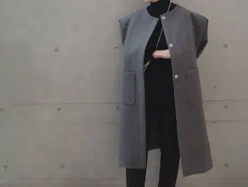 택 포함 ella 베스트 롱 베스트 아우터 그레이