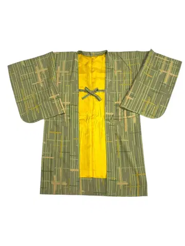 그린과 옐로우 컬러 스트라이프 겉옷