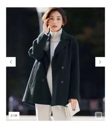 iCB 아이씨비 울 리버 피 코트 파인 그린