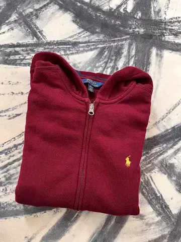 폴로 랄프 로렌 후드 부착 후드티 버건디
