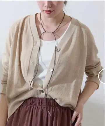 페이퍼 코튼 V넥 가디건