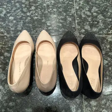 베이지 블랙 스틸레토 펌프스 세트