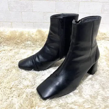 스튜디어스 STUDIOUS 스퀘어토 숏부츠 사이드 지퍼 블랙