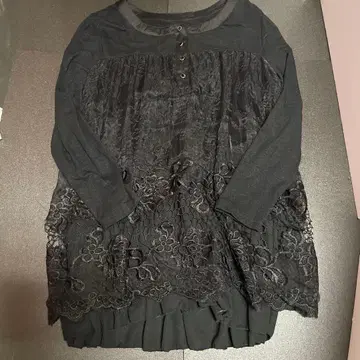 여성용 튜닉 긴팔 블랙 레이스