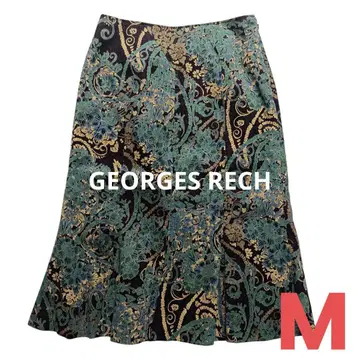조르주 르쉬 종아리 기장 플레어 스커트 올 패턴 코듀로이 고급 일본제