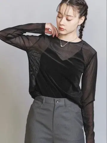 미사용! BEAUTY&YOUTH 메쉬 벨로아 티셔츠 블랙