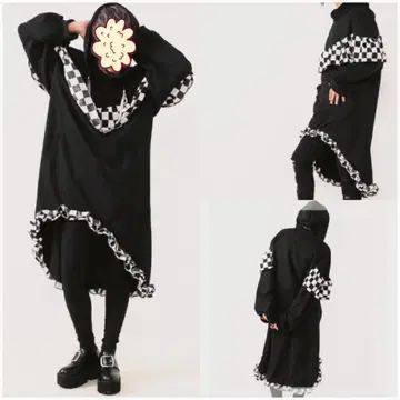 드래그 허니 이치마츠 체크 후드 부착 맨투맨 원피스 택 포함