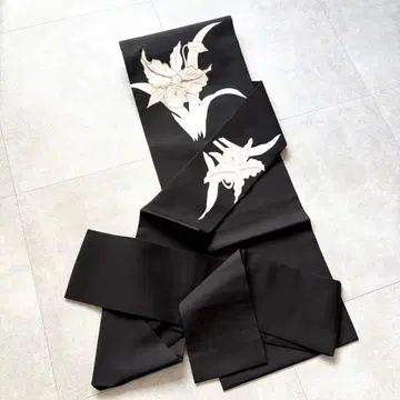 나고야 오비 카틀레야 부품 자수 수제 염색 오비 시오제 순수 실크 블랙