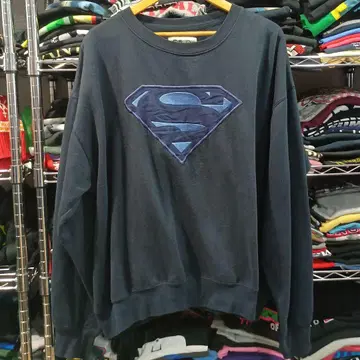 USA 구제 의류 아메리칸 코믹스 슈퍼맨 와펜 자수 빅 로고 맨투맨