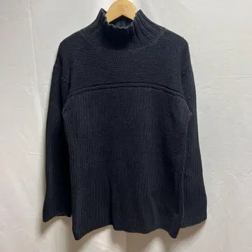 45rpm 코튼 니트 하이넥 블랙 인디고 염색 2