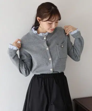 BLUEEAST 프릴 셔츠 도킹 가디건