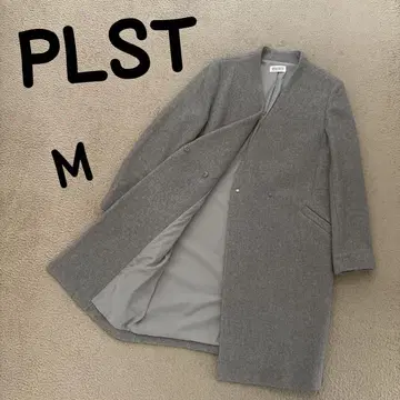 새상품급 플라스테 노카라 코트 롱 그레이 후드 없는 아우터