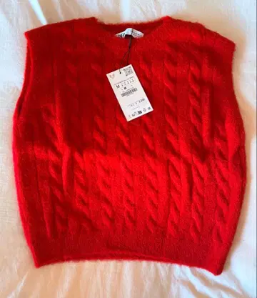 ZARA 새상품 케이블 짜임 베스트 빨간색