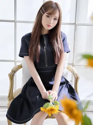 새상품 jewels XS 데님 플레어 드레스 로브 드 플뢰르