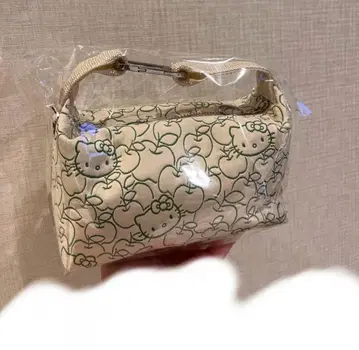 헬로키티 부클레 직조 BOX형 가방 런치백 도시락 파우치 그린 말차