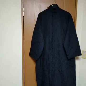 요건 레일 블랙 롱 코트