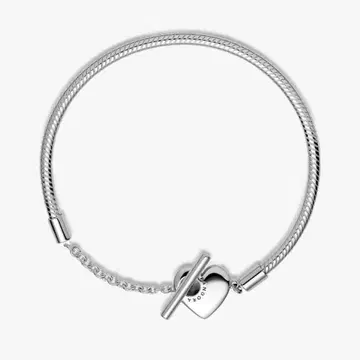 PANDORA Heart T-Bar Snake Chain Bracelet