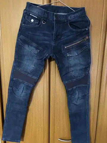 다크 블루 슬림 핏 워크 팬츠