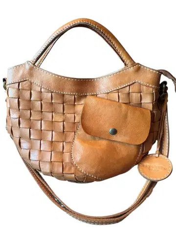 주케로 휠라 핸드백 천연 가죽 뜨개질 2way