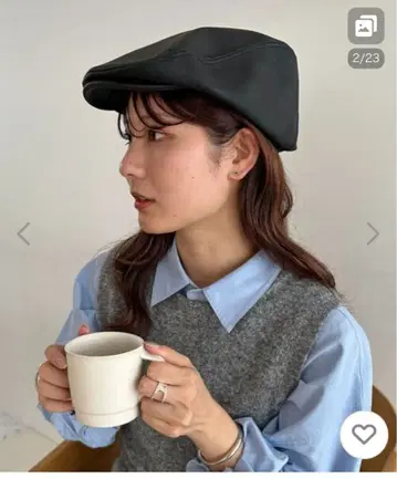 블랙 가죽풍 헌팅 캡 프리 사이즈