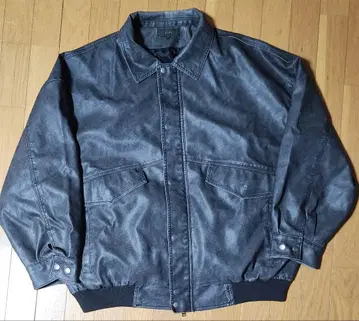 [ CLEL ] 빈티지 디자인 인조 가죽 블루종 빈티지 블랙 L