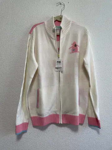 맨싱웨어 지퍼 스웨터 화이트/핑크