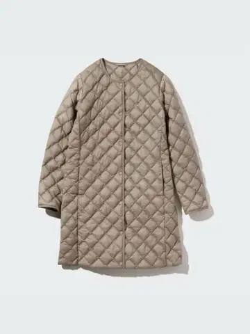 유니클로 퍼프 테크 퀼팅 코트 베이지