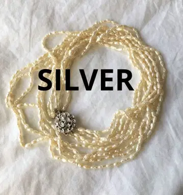 빈티지 담수 진주 실버 목걸이 SILVER 담수 펄 5연