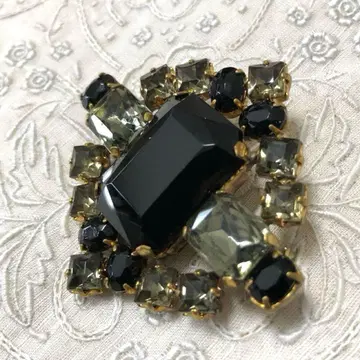 체코 유리 빈티지 유리 브로치