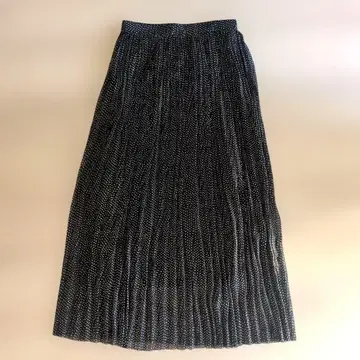 SACRA 네이비 도트 무늬 플리츠 롱 스커트