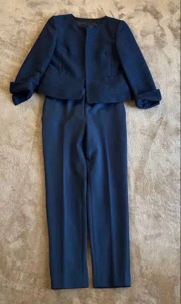 네이비 UNTITLED, PLST 셋업 라메 트위드