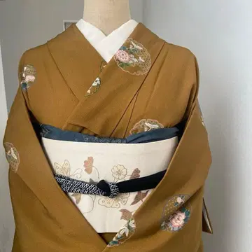 기모노 토비가라 코몬 황토색 미츠코시 KIMONO