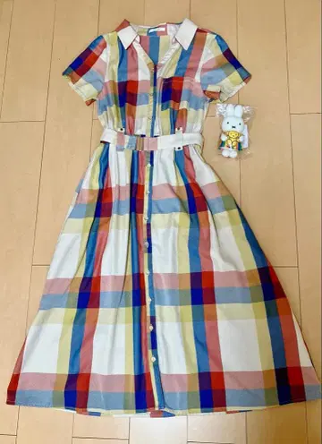 레이디 아젤 체크 원피스와 미피 zakka 페스티벌 마스코트 세트