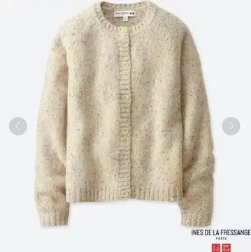 [ 새상품 ] 유니클로 이네스 컬러네프 크루넥 가디건 베이지 L