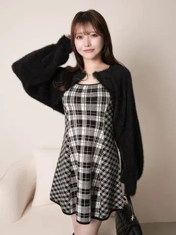 LIP SERVICE 페더 체크 앙상블 원피스