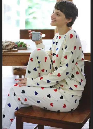 쁘띠바토 하트 무늬 룸웨어 세트