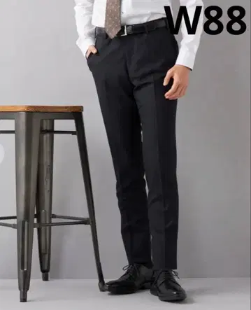 논아이론 스트레치 테이퍼드 노턱 팬츠 섀도우 스트라이프 W88